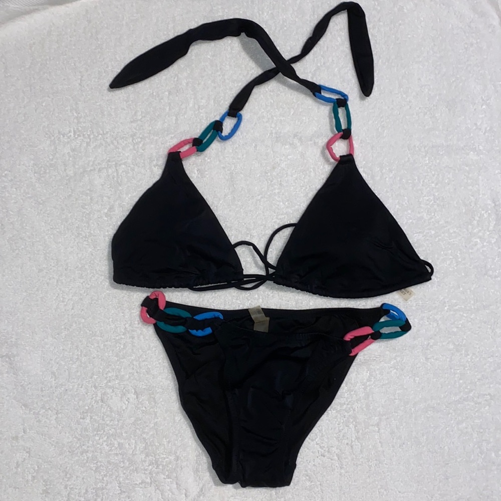 Victoria’s Secret Black Bikini Triangle top large  bottoms small